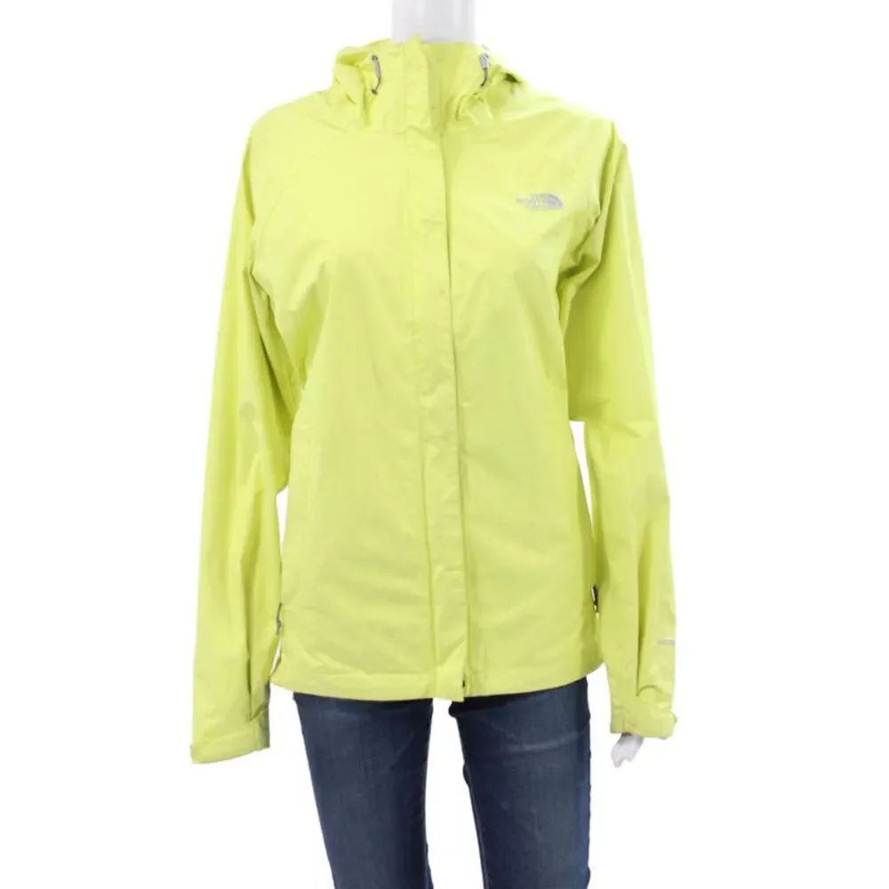 The North Face Women Yellow Raincoat Polyester Zip Long Sleeve Size L